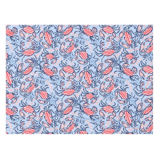 Patriottische Krabben Sterren Blauw Rood Tafelkleed (Voorkant (Horizontaal))