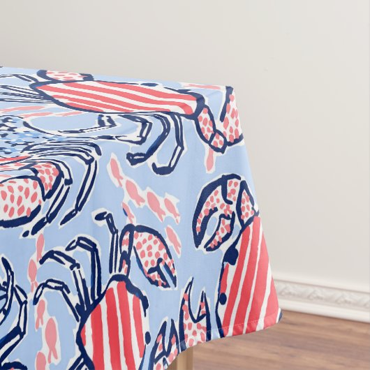 Patriottische Krabben Sterren Blauw Rood Tafelkleed (Voorbeeld)