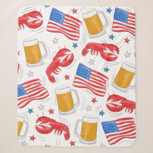 Patriottische Kreeft Bier Amerikaanse Vlag Ster Sherpa Deken