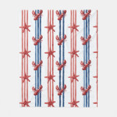 Patriottische Kreeft Rood Wit Blauwe Sterren (1) Fleece Deken (Voorkant)