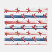Patriottische Kreeft Rood Wit Blauwe Sterren (1) Fleece Deken (Voorkant (Horizontaal))