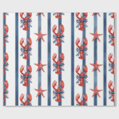 Patriottische Kreeft Rood Wit Blauwe Sterren (2) Cadeaupapier (Vlak)