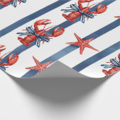 Patriottische Kreeft Rood Wit Blauwe Sterren (2) Cadeaupapier (Hoek)