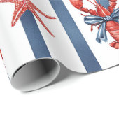 Patriottische Kreeft Rood Wit Blauwe Sterren (2) Cadeaupapier (Rol Hoek)
