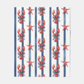 Patriottische Kreeft Rood Wit Blauwe Sterren (2) Fleece Deken (Voorkant)