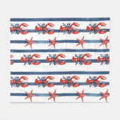 Patriottische Kreeft Rood Wit Blauwe Sterren (2) Fleece Deken (Voorkant (Horizontaal))