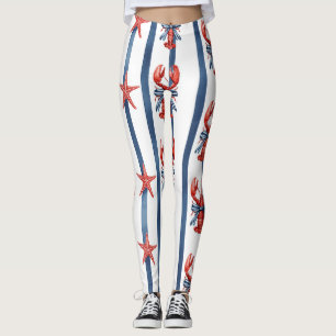 Patriottische Kreeft Rood Wit Blauwe Sterren (2) Leggings