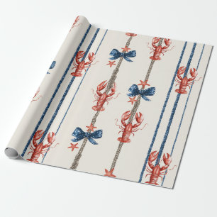 Patriottische Kreeft Rood Wit Blauwe Sterren (3) Cadeaupapier