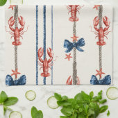 Patriottische Kreeft Rood Wit Blauwe Sterren (3) Theedoek (Gevouwen)