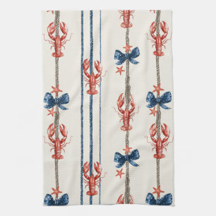 Patriottische Kreeft Rood Wit Blauwe Sterren (3) Theedoek