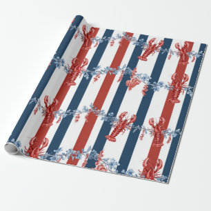 Patriottische Kreeft Rood Wit Blauwe Sterren (4) Cadeaupapier
