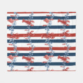 Patriottische Kreeft Rood Wit Blauwe Sterren (4) Fleece Deken (Voorkant (Horizontaal))