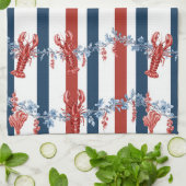 Patriottische Kreeft Rood Wit Blauwe Sterren (4) Theedoek (Gevouwen)