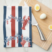 Patriottische Kreeft Rood Wit Blauwe Sterren (4) Theedoek (Quarter Fold)