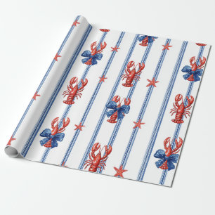 Patriottische Kreeft Rood Wit Blauwe Sterren (5) Cadeaupapier