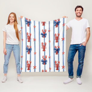 Patriottische Kreeft Rood Wit Blauwe Sterren (5) Fleece Deken