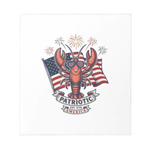 Patriottische Kreeftenvlag Vintage Gravure T-Shirt Notitieblok