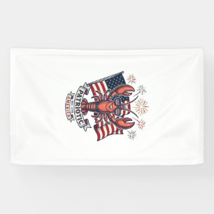Patriottische Kreeftenvlag Vintage Gravure T-Shirt Spandoek