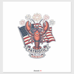 Patriottische Kreeftenvlag Vintage Gravure T-Shirt Sticker