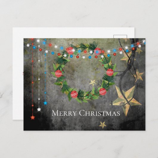 Patriottische Kroon van Kerstmis van de Lichten ~ Feestdagenkaart (Voorkant / Achterkant)