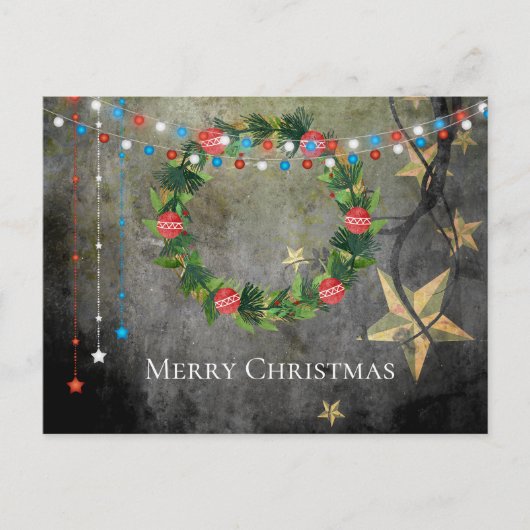 Patriottische Kroon van Kerstmis van de Lichten ~ Feestdagenkaart (Voorkant)