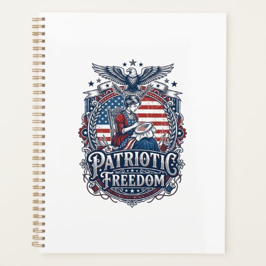 Patriottische Kruissteek Vector Grafische T-shirt_ Planner (Voorkant)