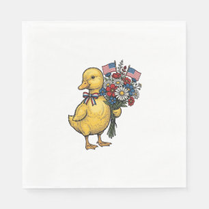 Patriottische Kuiken Bloemen Boeket Vintage Shirt Servet