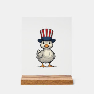 Patriottische Kuiken Vintage 4 juli T-shirt Ontwer Acryl Bord