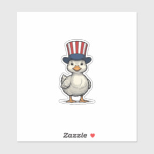 Patriottische Kuiken Vintage 4 juli T-shirt Ontwer Sticker