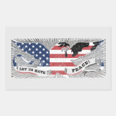 Patriottische kunst van de Amerikaanse vlag Peace  Rechthoekige Sticker (Voorkant)