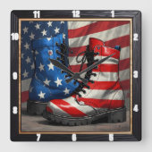 Patriottische laarzen Amerikaanse vlag Vierkante Klok (Voorkant)