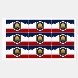 Patriottische labels met de vlag van Utah, VS