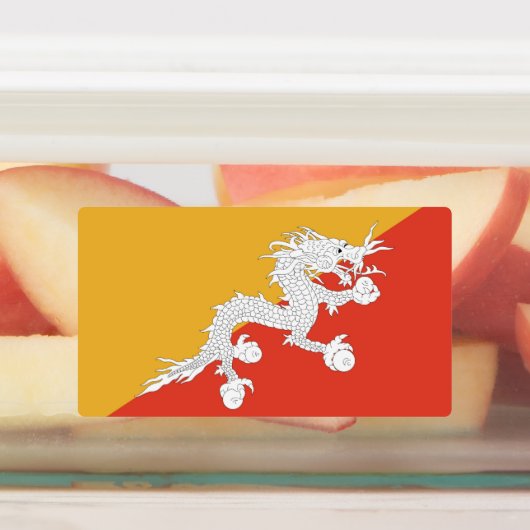 Patriottische labels met vlag van Bhutan (Aangebracht)