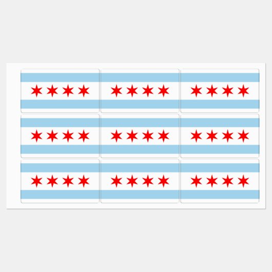 Patriottische labels met vlag van Chicago City (Vel)