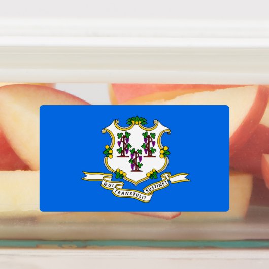 Patriottische labels met vlag van Connecticut Stat (Aangebracht)