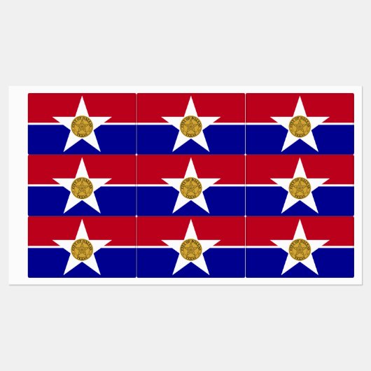Patriottische labels met vlag van Dallas City (Vel)