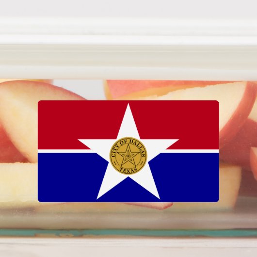 Patriottische labels met vlag van Dallas City (Aangebracht)