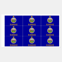 Patriottische labels met vlag van de staat Kansas