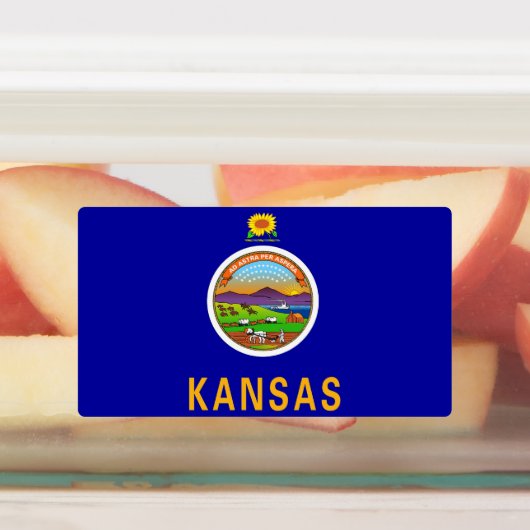 Patriottische labels met vlag van de staat Kansas (Aangebracht)