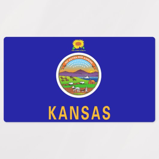 Patriottische labels met vlag van de staat Kansas (Design 2)