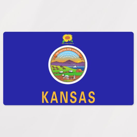 Patriottische labels met vlag van de staat Kansas (Design 1)