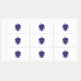 Patriottische labels met vlag van de staat Massach