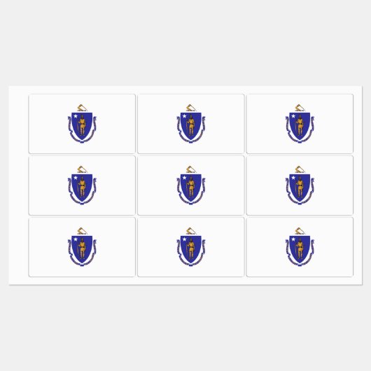 Patriottische labels met vlag van de staat Massach (Vel)