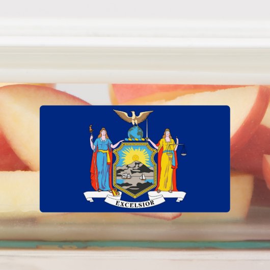 Patriottische labels met vlag van de staat New Yor (Aangebracht)