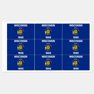 Patriottische labels met vlag van de staat Wiscons