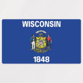 Patriottische labels met vlag van de staat Wiscons (Design 1)
