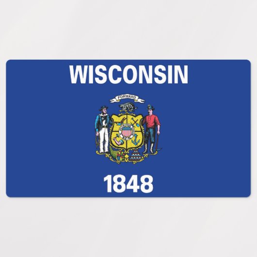 Patriottische labels met vlag van de staat Wiscons (Design 1)