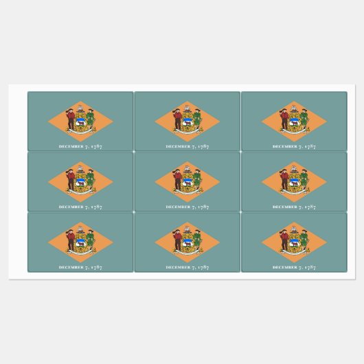 Patriottische labels met vlag van Delaware State