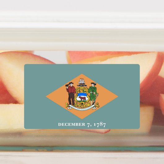 Patriottische labels met vlag van Delaware State (Aangebracht)