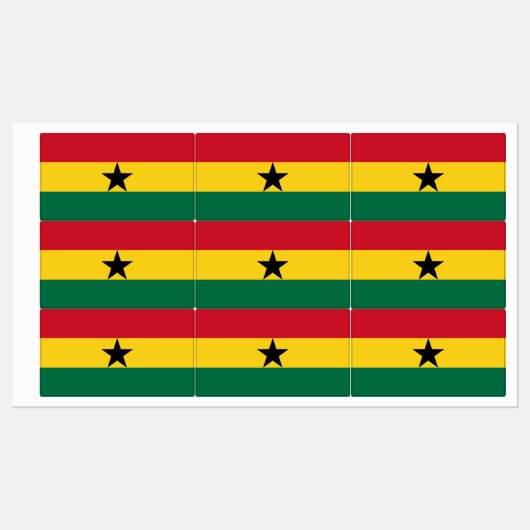 Patriottische labels met vlag van Ghana (Vel)